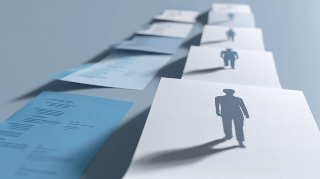 En schematisk men stilren visualisering av en rekryteringsprocess utan ett traditionellt CV.