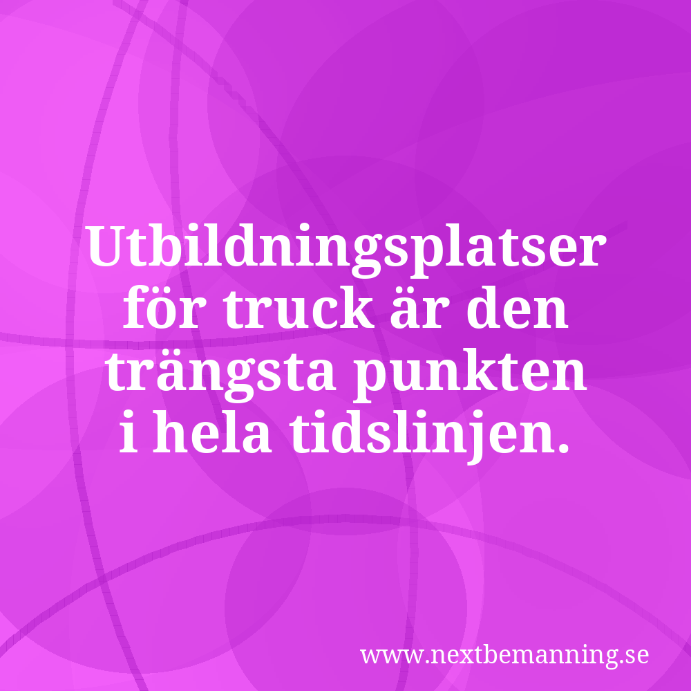 Utbildningsplatser för truck är den trängsta punkten i hela tidslinjen.